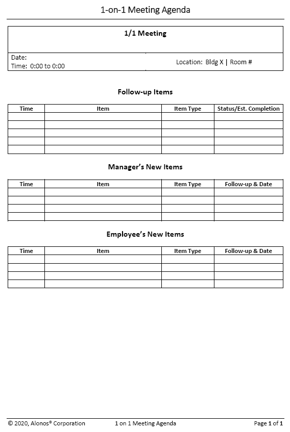 cover image for 1 on 1 meeting agenda template